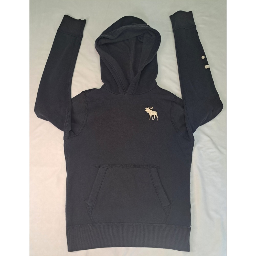 Abercrombie & Fitch Kids Boys XL‎ Navy Spellout Hoodie FLAWS Preppy Classic Logo
